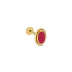 Kırmızı Mineli Oval Piercing