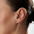 Mor Taşlı Papatya Piercing