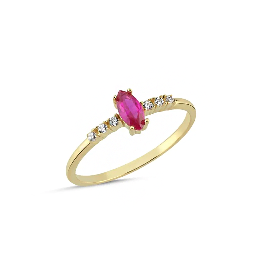 Pembe Damla Ve Baget Taşlı Yüzük