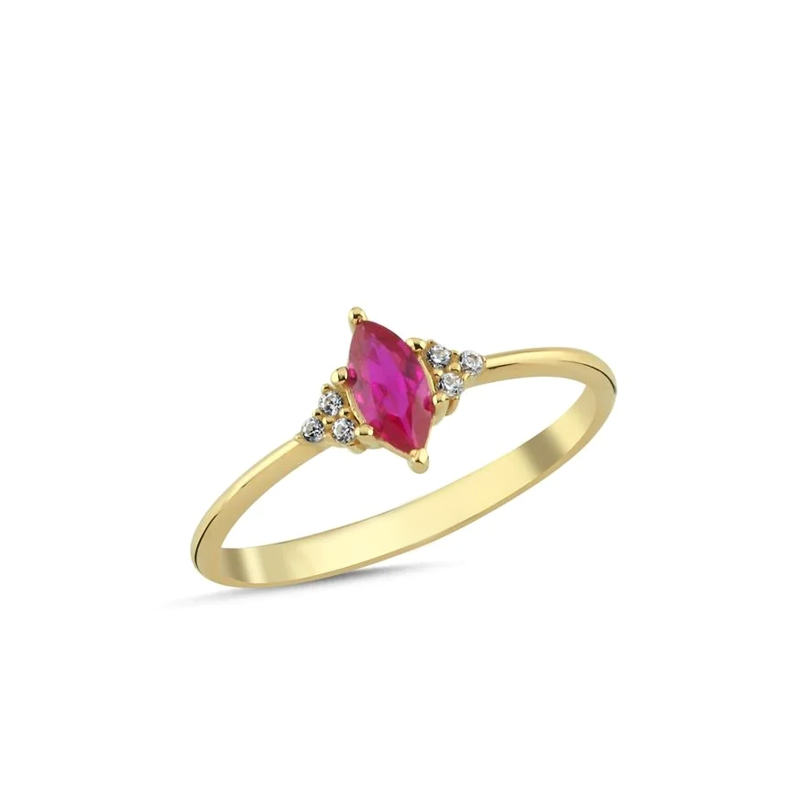 Oval Taşlı Pembe Yüzük