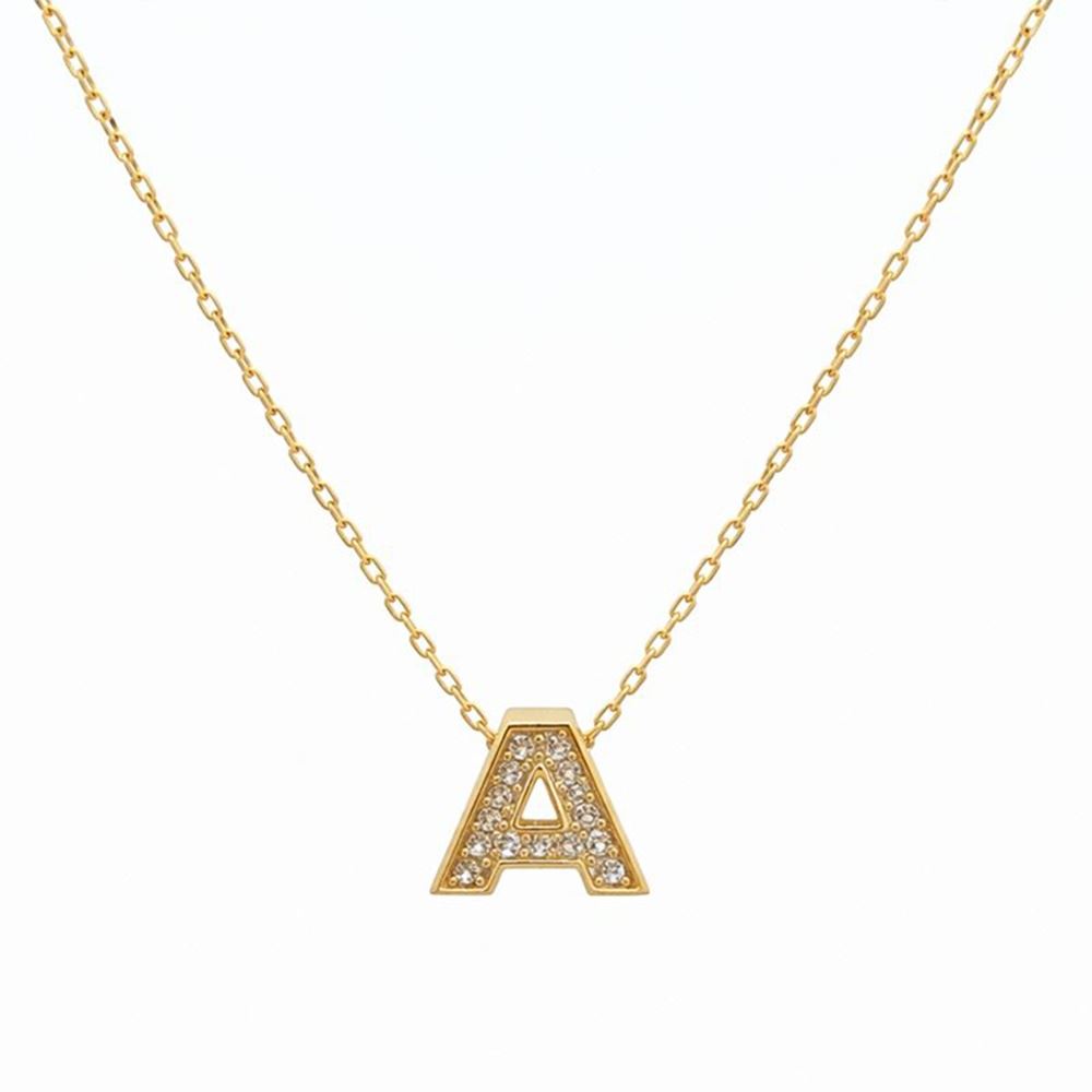 Taşlı Model Altın Harf Kolye – Işıltılı Şık Tasarım (0,90 × 0,90 cm – 0,25 mm)