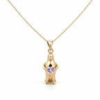 Kalp Taşlı Penguen Altın Kolye(2*0.5Cm)