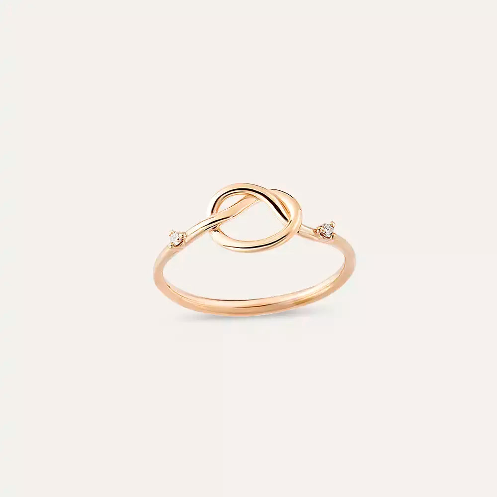 Knot Pırlanta Taşlı Rose Altın Yüzük