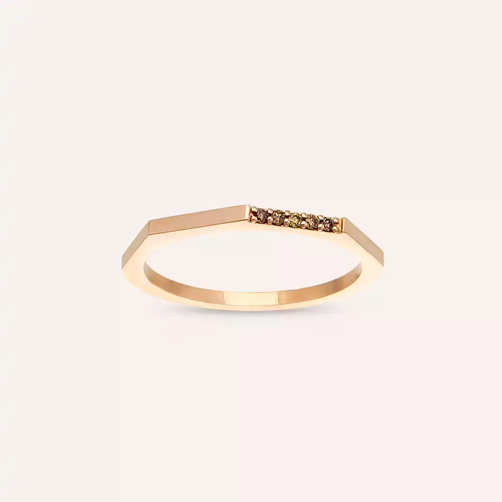 0.05 CT Brown Pırlanta Taşlı Rose Altın Yüzük Pırlanta Yüzük