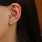 0.06 CT Pırlanta Taşı Sarı Altın Halka Piercing