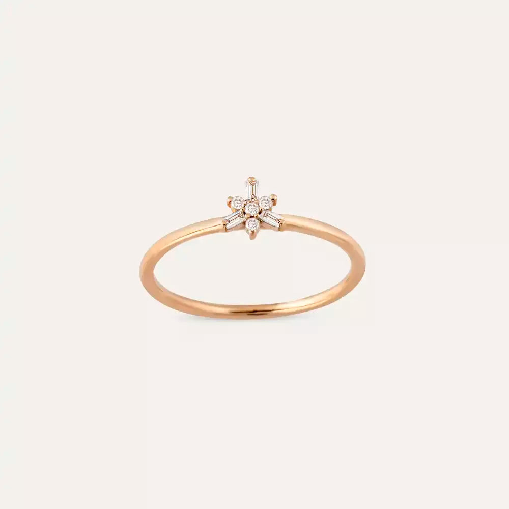 0.08 CT Baguette Diamond Rose Gold Ring