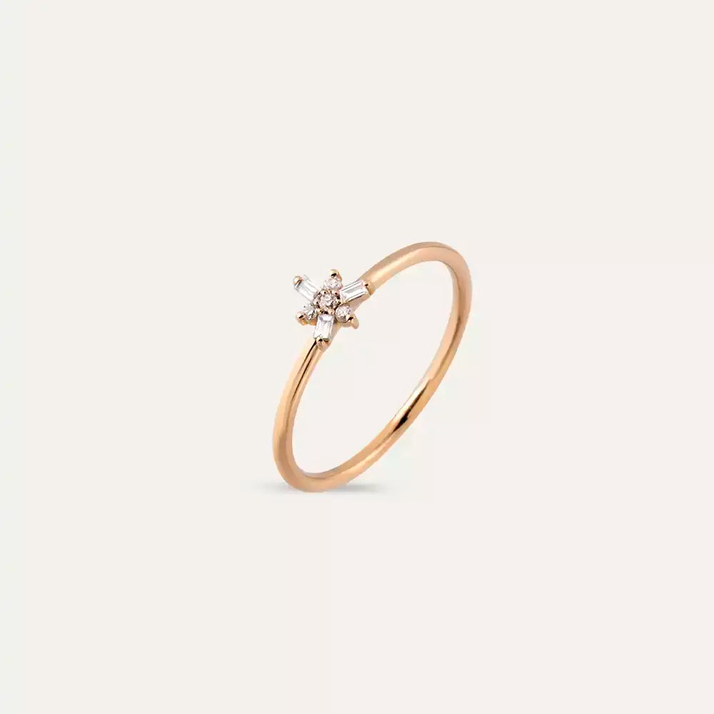 0.08 CT Baguette Diamond Rose Gold Ring