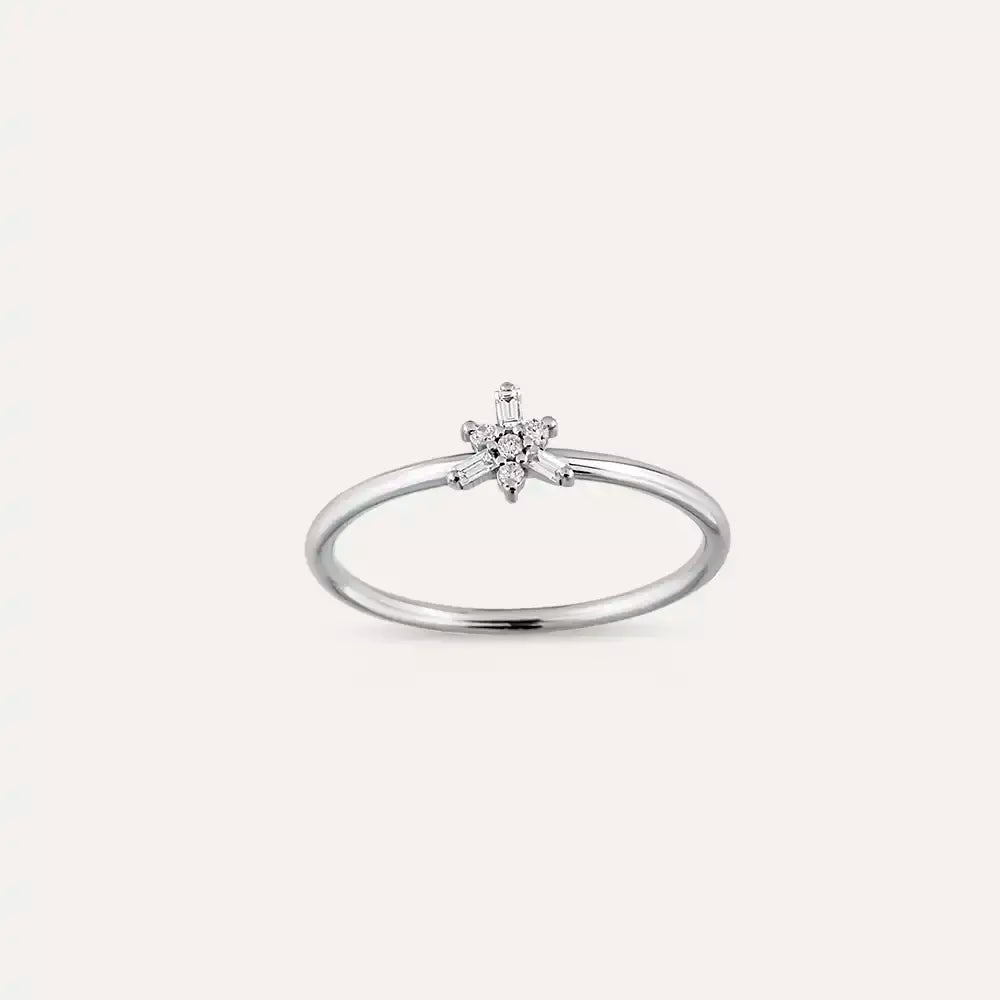 0.08 CT Baguette Diamond White Gold Minimal Ring