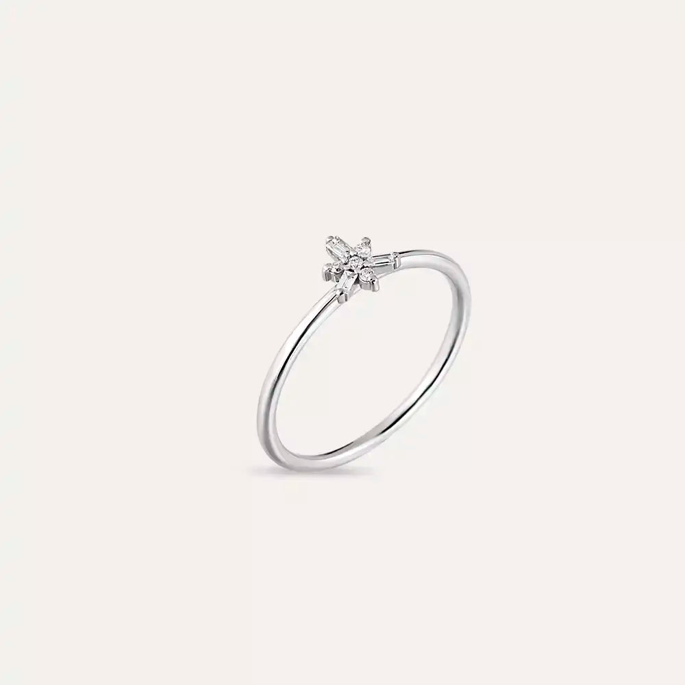 0.08 CT Baguette Diamond White Gold Minimal Ring