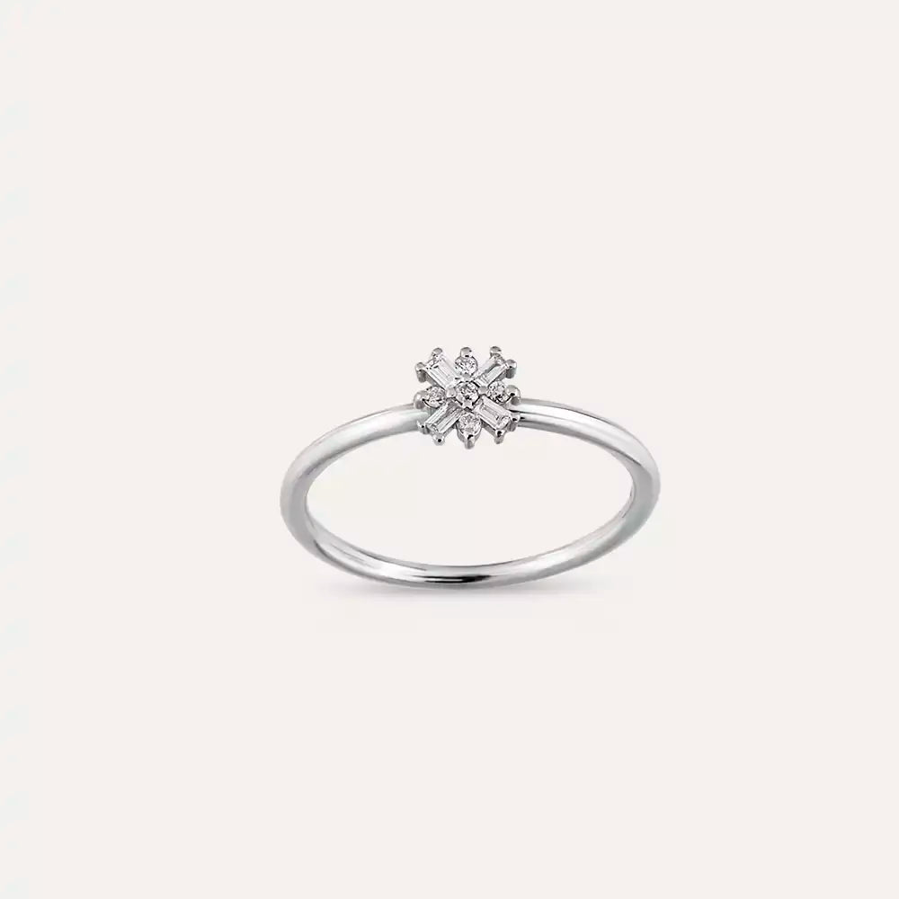 0.09 CT Baguette Diamond White Gold Minimal Ring