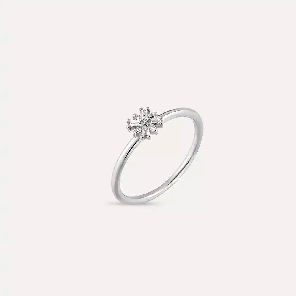 0.09 CT Baguette Diamond White Gold Minimal Ring