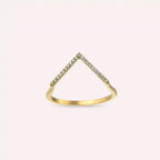 0.09 CT Pırlanta Taşlı Sarı Altın Minimal V Yüzük