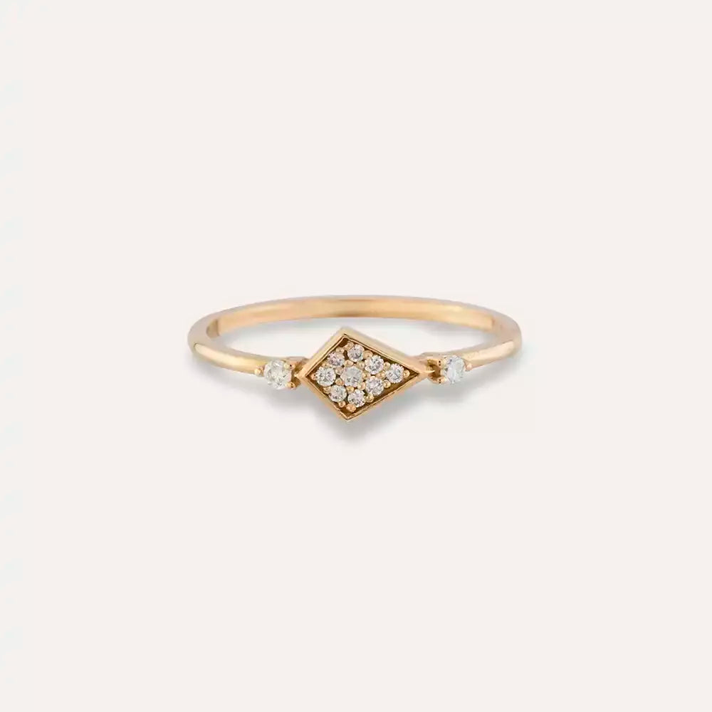 0.10 CT Pırlanta Taşlı Rose Altın Yüzük