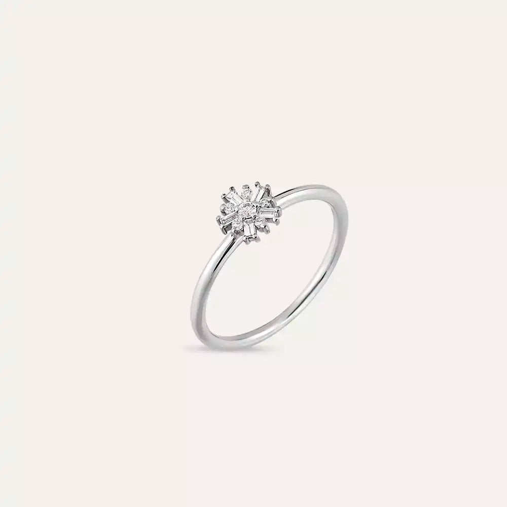 0.11 CT Baguette Diamond White Gold Minimal Ring