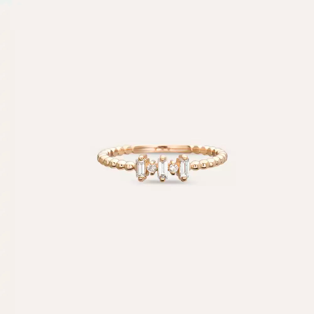 0.12 CT Baguette Diamond Minimal Rose Gold Ring