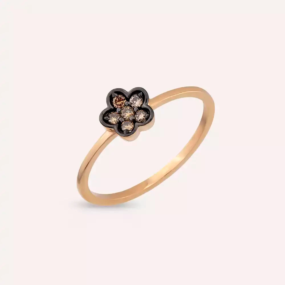 Elora 0.12 CT Brown Diamond Rose Gold Flower Ring
