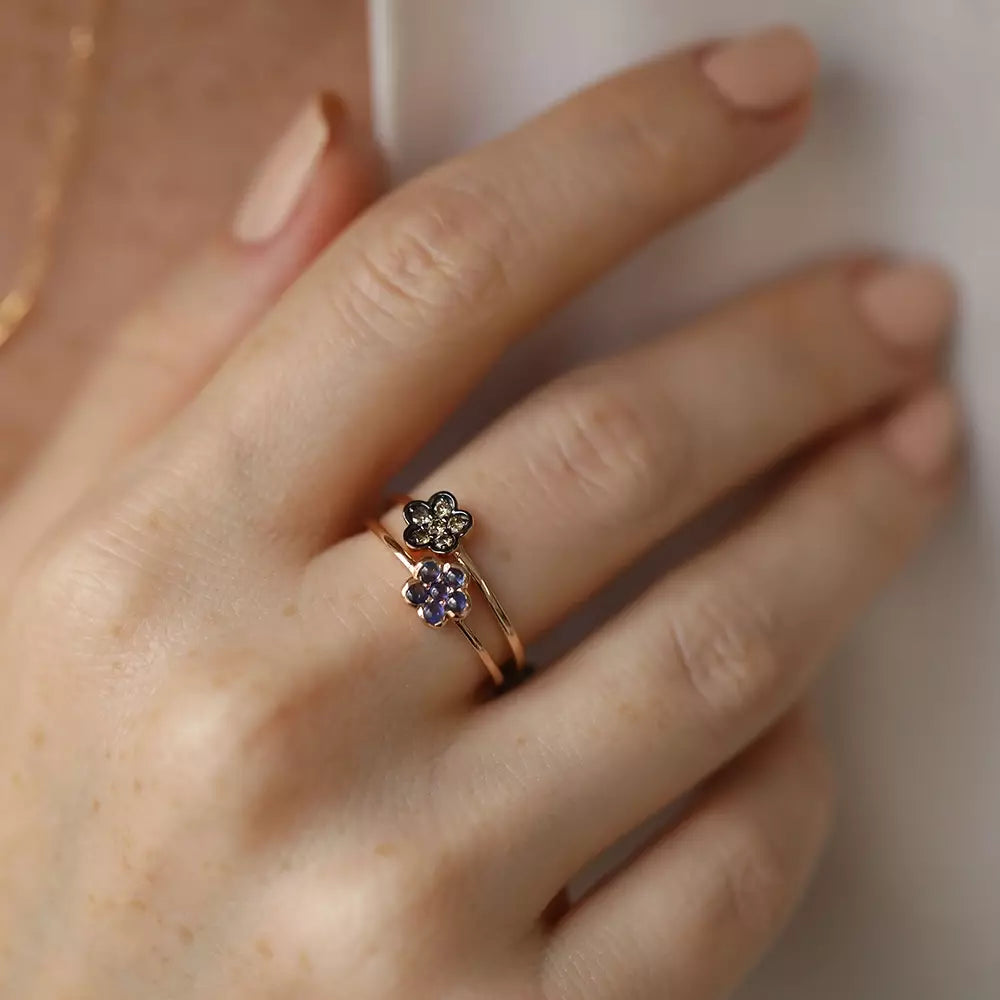 Elora 0.12 CT Brown Diamond Rose Gold Flower Ring