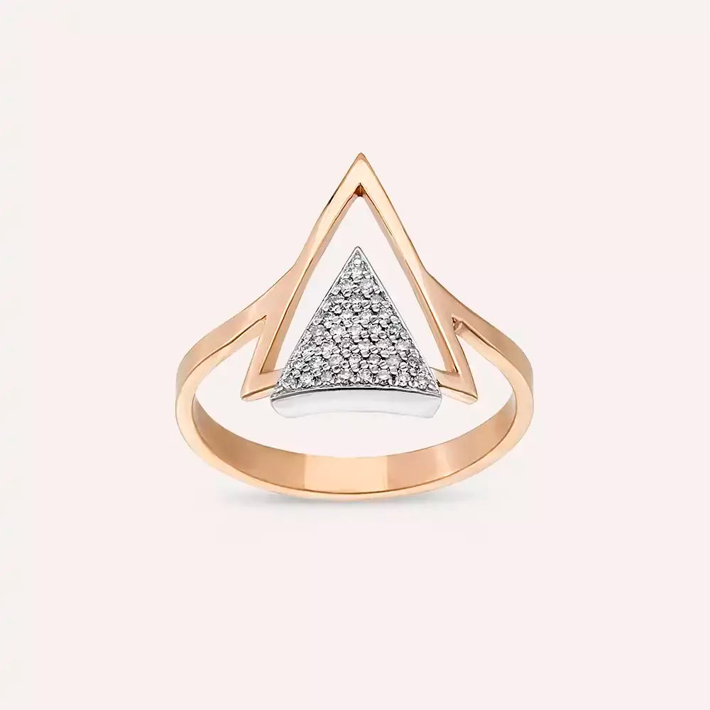 0.12 CT Pırlanta Taşlı Rose Altın Yüzük
