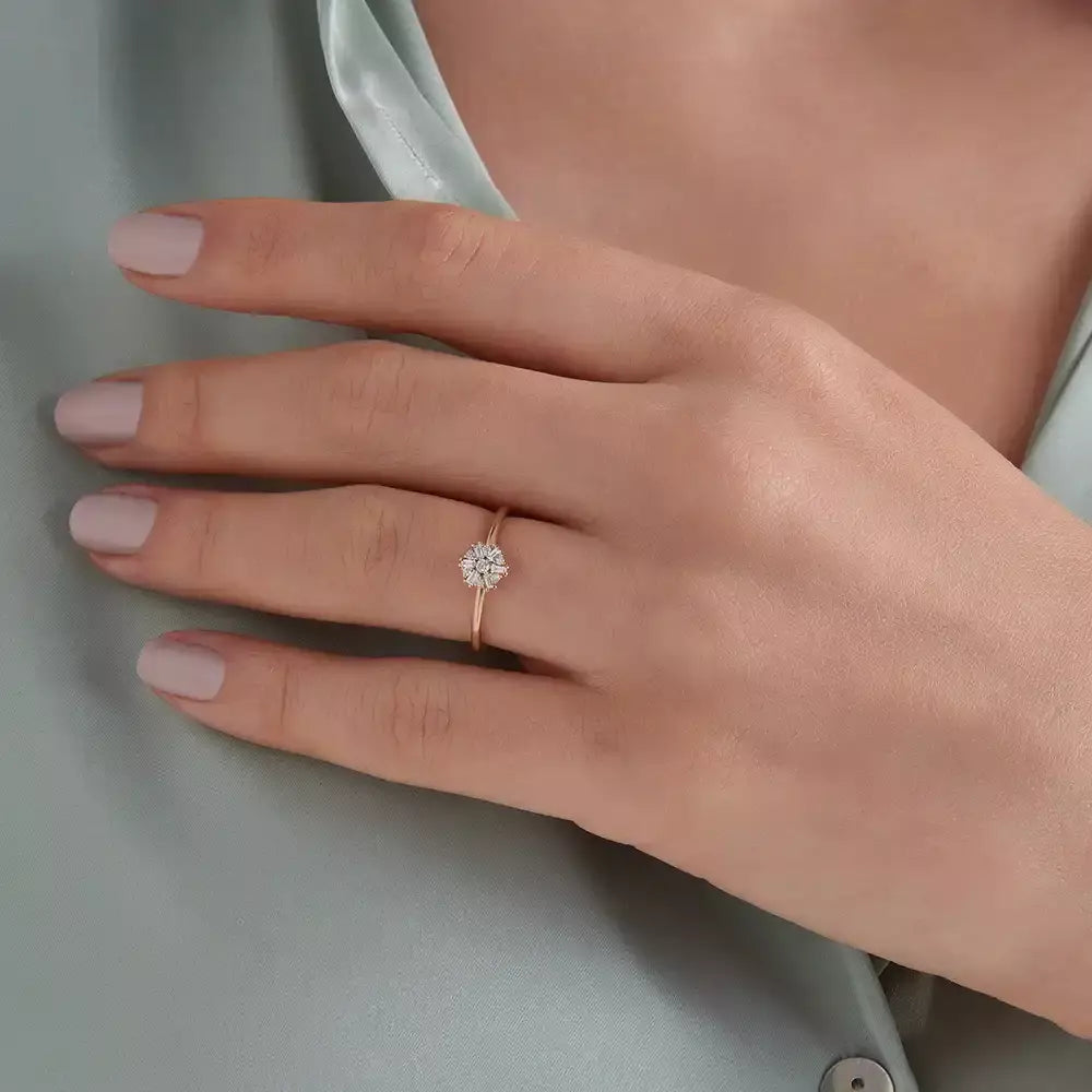 0.13 CT Baguette Diamond Rose Gold Ring