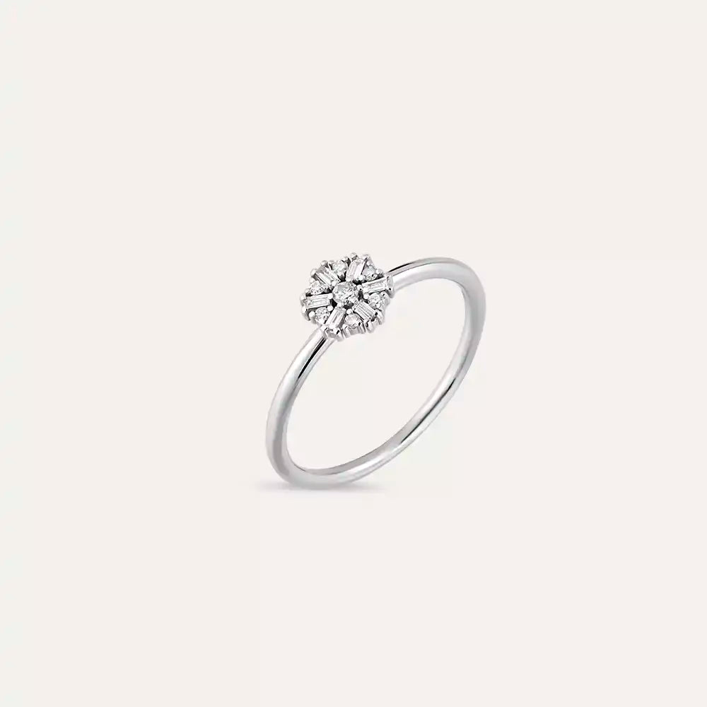0.13 CT Baguette Diamond White Gold Ring