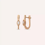 0.13 CT Markiz Kesim Pırlanta Taşlı Rose Altın Küpe