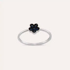 Elora 0.14 CT Safir Taşlı Beyaz Altın Çiçek Yüzük
