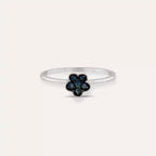 Elora 0.14 CT Safir Taşlı Beyaz Altın Çiçek Yüzük