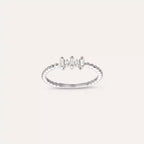 0.15 CT Baget Pırlanta Taşlı Minimal Beyaz Altın Yüzük