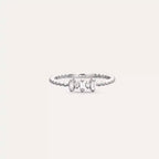 0.15 CT Baget Pırlanta Taşlı Minimal Beyaz Altın Yüzük