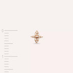 0.15 CT Baget Pırlanta Taşlı Rose Altın Tek Küpe