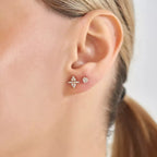 0.15 CT Baget Pırlanta Taşlı Rose Altın Tek Küpe