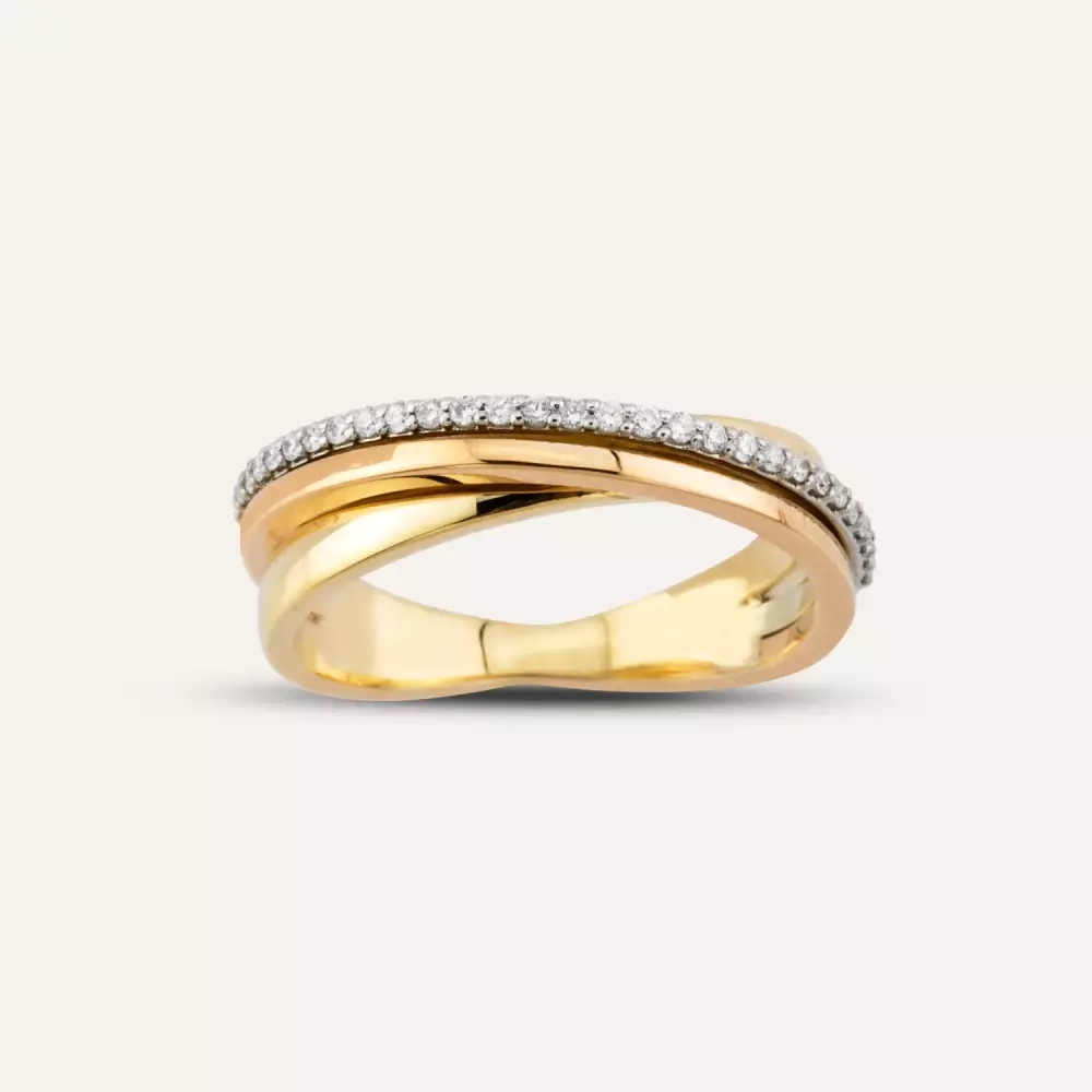 0.15 CT Pırlanta Taşlı Sarmal Alyans Yüzük