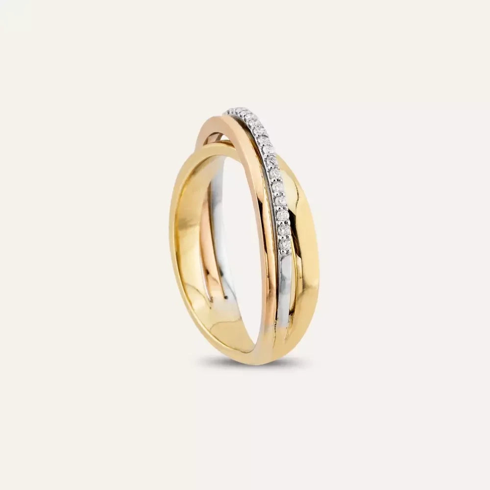 0.15 CT Pırlanta Taşlı Sarmal Alyans Yüzük