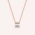0.16 CT Baget Pırlanta Taşlı Rose Altın Kolye