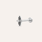0.16 CT Siyah Pırlanta Taşlı Beyaz Altın Piercing