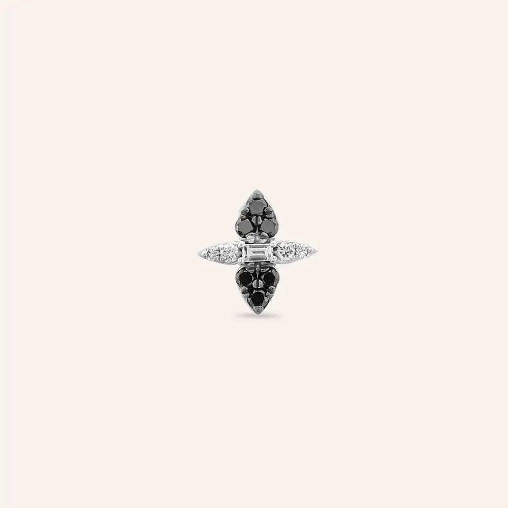 0.16 CT Siyah Pırlanta Taşlı Beyaz Altın Piercing