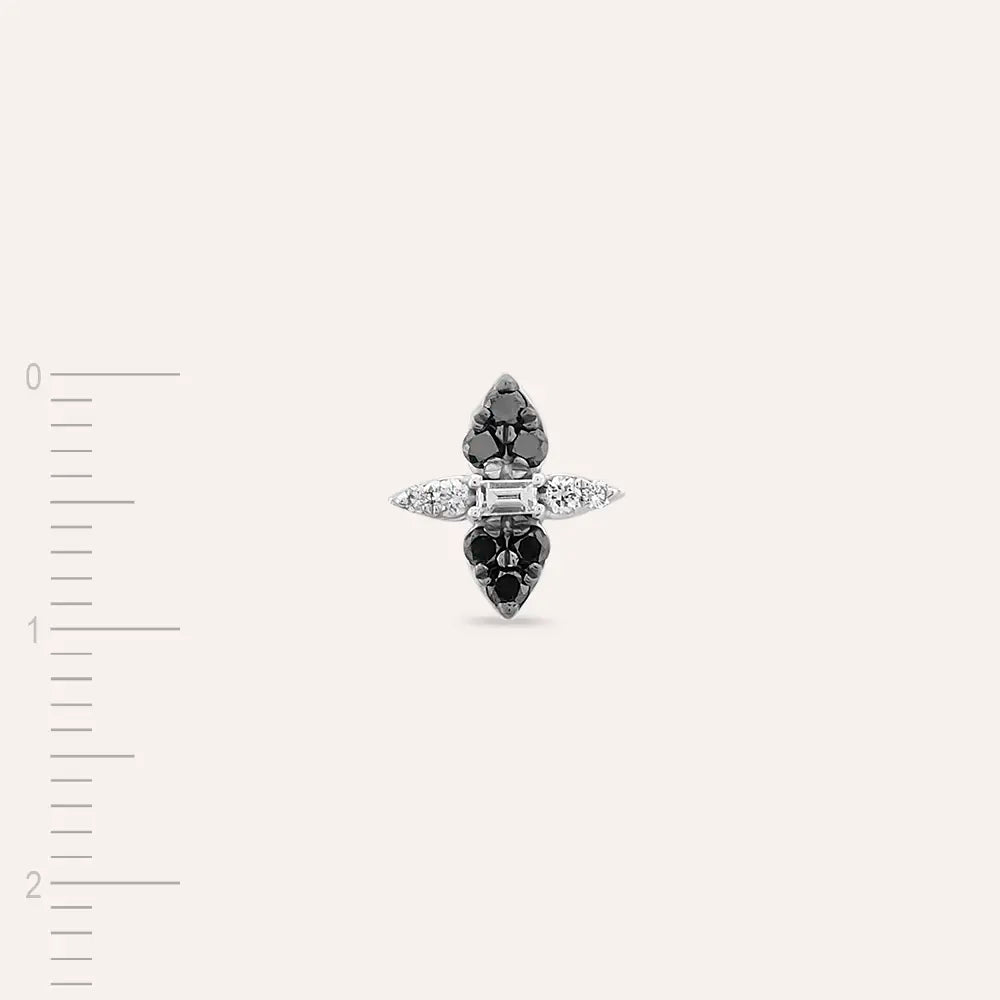 0.16 CT Siyah Pırlanta Taşlı Beyaz Altın Piercing