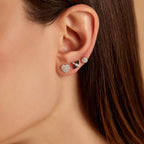 0.16 CT Siyah Pırlanta Taşlı Beyaz Altın Tek Küpe