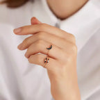 Mona 0.16 CT Siyah Pırlanta Taşlı Rose Altın Yüzük