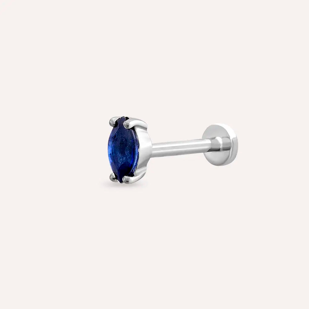 0.18 CT Markiz Kesim Safir Taşlı Beyaz Altın Piercing