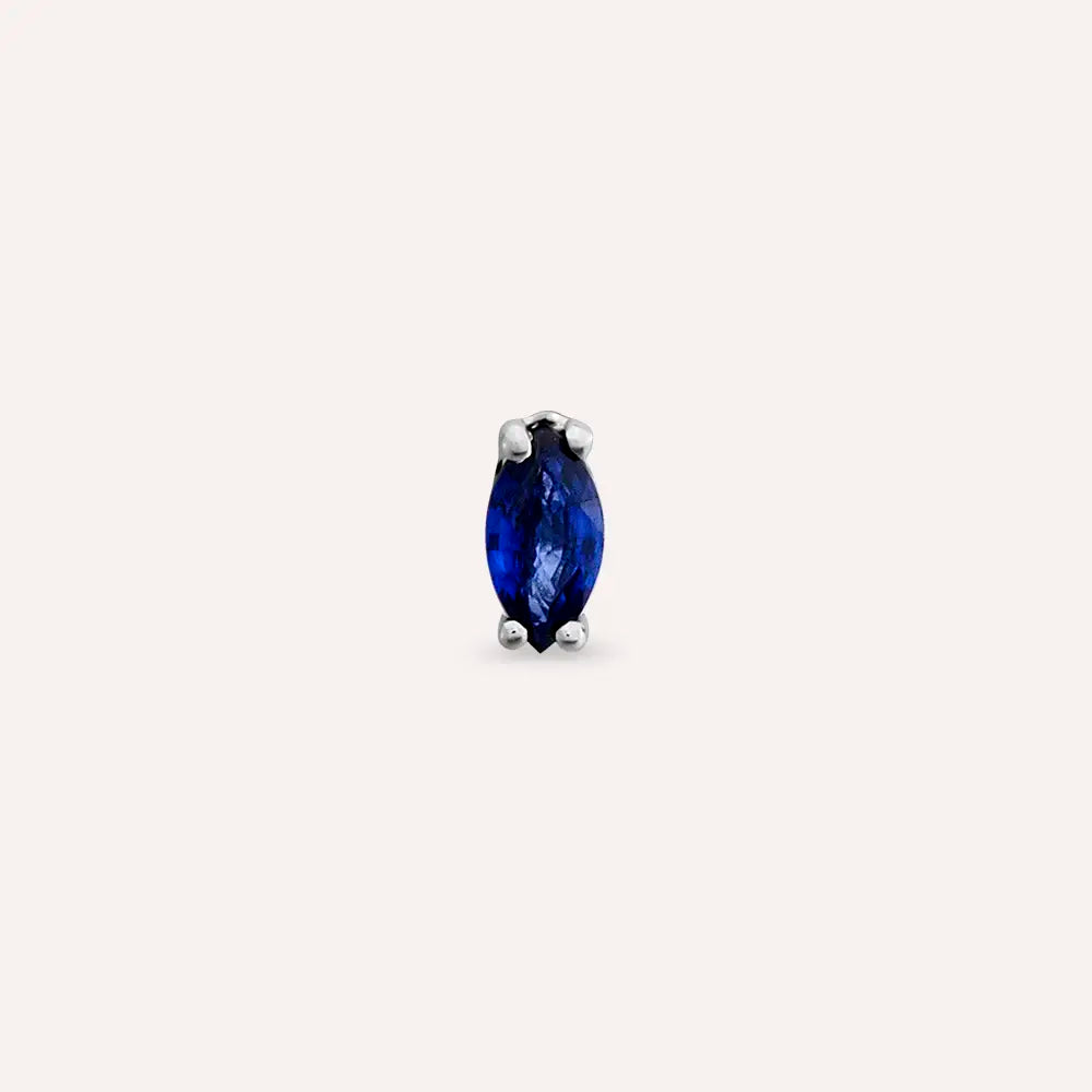 0.18 CT Markiz Kesim Safir Taşlı Beyaz Altın Piercing