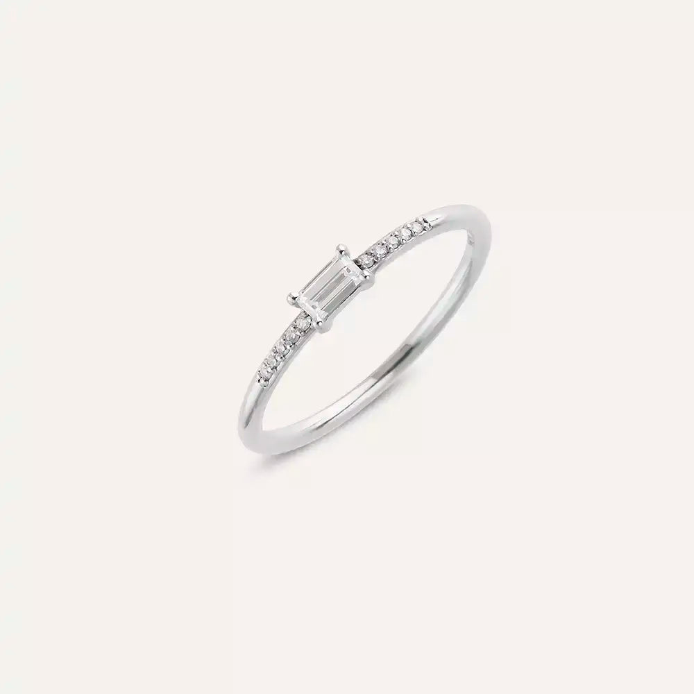 0.19 CT Baguette Diamond White Gold Ring