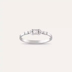 0.19 CT Baget Pırlanta Taşlı Beyaz Altın Yüzük
