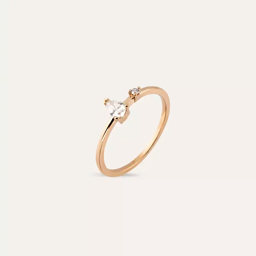 Deep 0.21 CT Pear Cut Diamond Rose Gold Ring