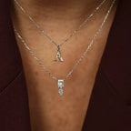 0.22 CT Baget Kesim Pırlanta Taşlı Beyaz Altın Kolye