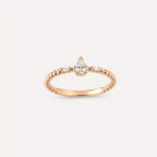 0.22 CT Baget Kesim Pırlanta Taşlı Rose Altın Yüzük