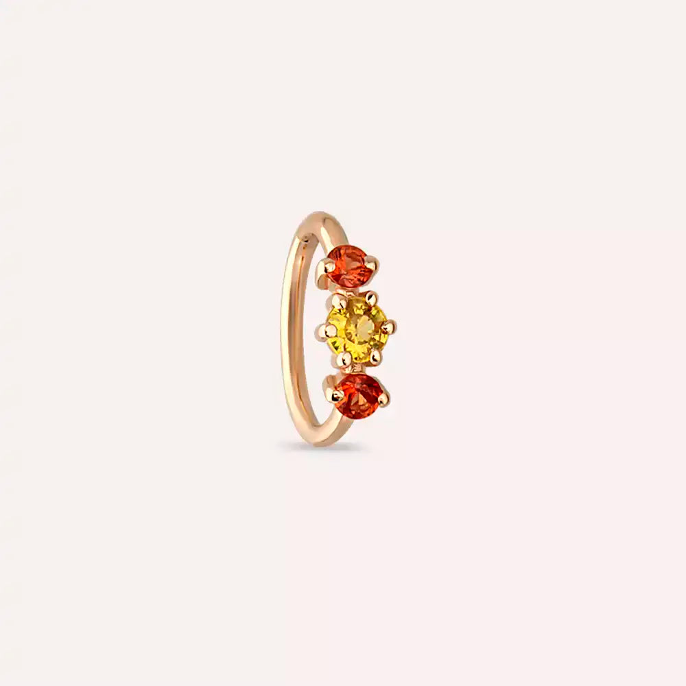 0.22 CT Multicolor Safir Taşlı Rose Altın Halka Piercing