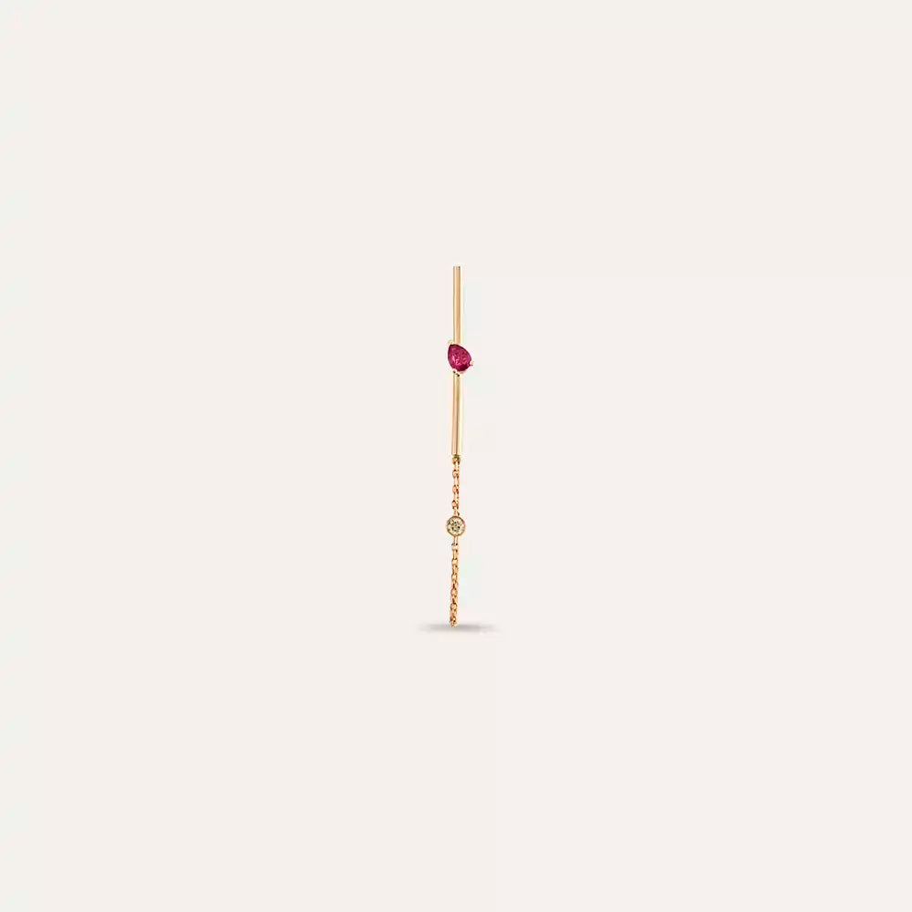 0.24 CT Ruby and Brown Diamond Single Earring