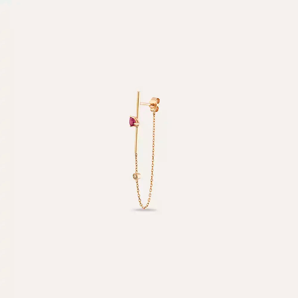 0.24 CT Ruby and Brown Diamond Single Earring