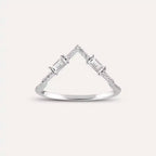 0.25 CT Baguette Diamond White Gold V Ring